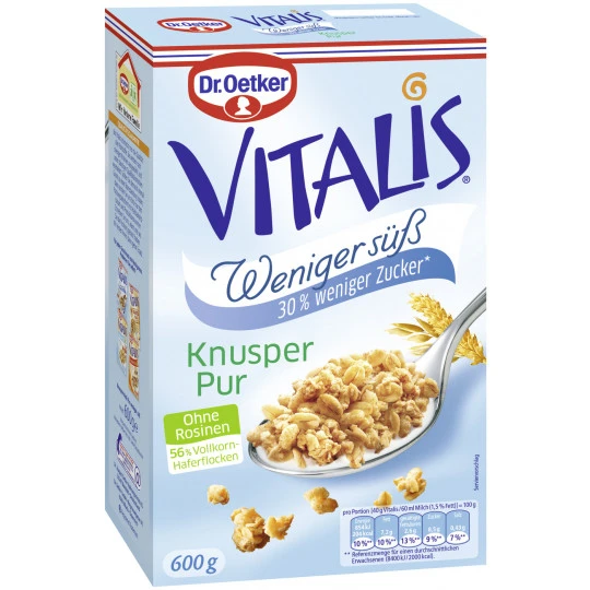 Dr. Oetker Vitalis Knusper Pur 30% Weniger Zucker 600G 3 Dr. Oetker Vitalis Knusper Pur 30% Weniger Zucker 600G