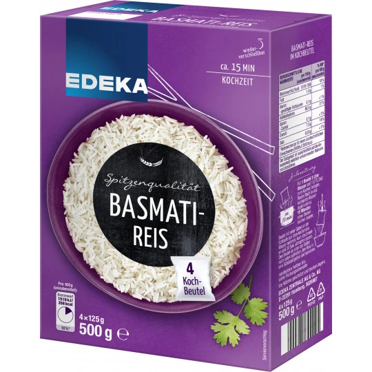 EDEKA Basmati-Reis Im Kochbeutel 4x 125G 3 EDEKA Basmati-Reis Im Kochbeutel 4x 125G