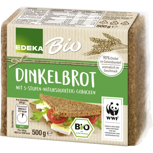 EDEKA Bio Dinkelbrot Geschnitten 500G 3 EDEKA Bio Dinkelbrot Geschnitten 500G