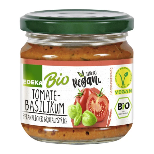 EDEKA Bio+Vegan Brotaufstrich Tomate-Basilikum 180G 3 EDEKA Bio+Vegan Brotaufstrich Tomate-Basilikum 180G