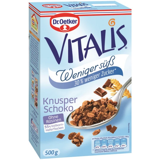 Dr. Oetker Vitalis Knusper Schoko Müsli Weniger Süß 500G 3 Dr. Oetker Vitalis Knusper Schoko Müsli Weniger Süß 500G